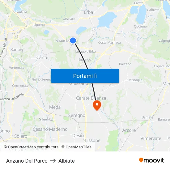 Anzano Del Parco to Albiate map