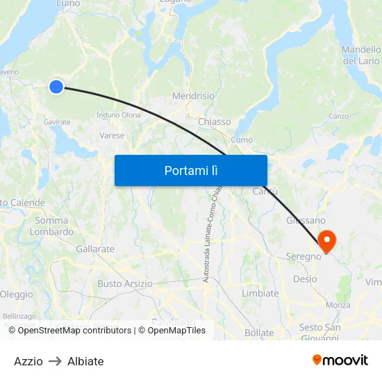 Azzio to Albiate map