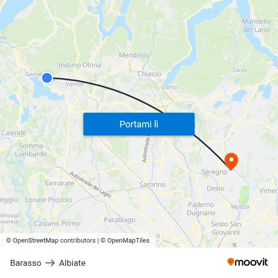 Barasso to Albiate map