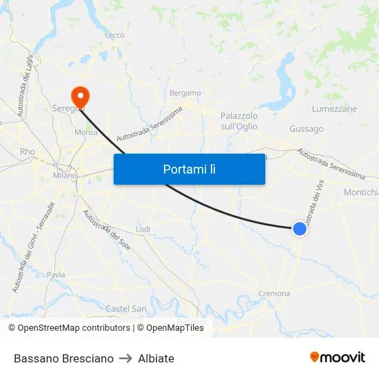Bassano Bresciano to Albiate map