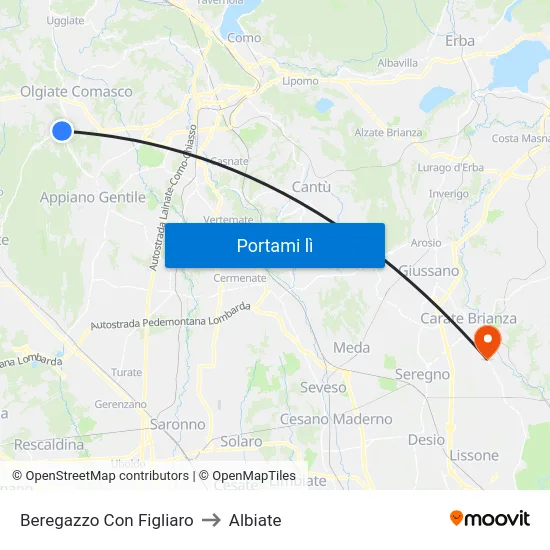 Beregazzo Con Figliaro to Albiate map