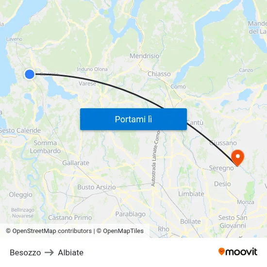 Besozzo to Albiate map