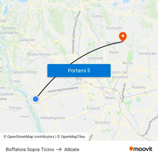 Boffalora Sopra Ticino to Albiate map