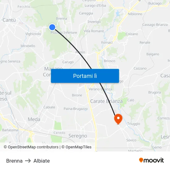 Brenna to Albiate map