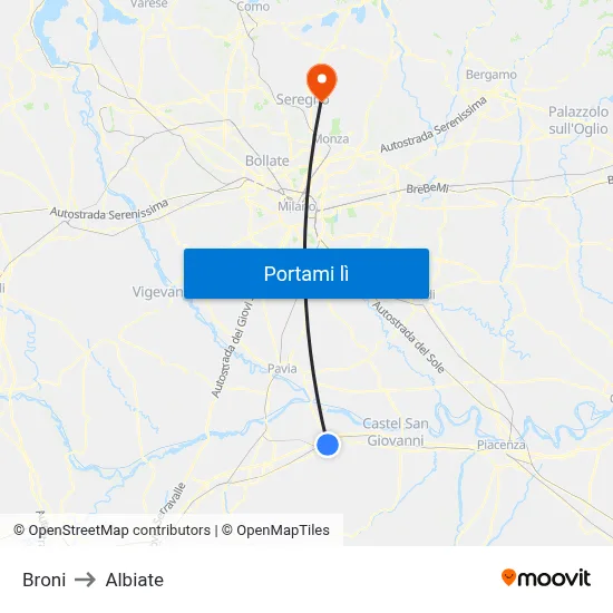 Broni to Albiate map