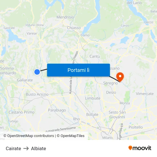 Cairate to Albiate map