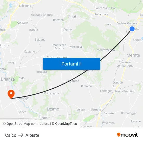 Calco to Albiate map
