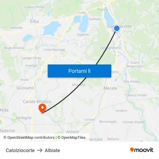 Calolziocorte to Albiate map