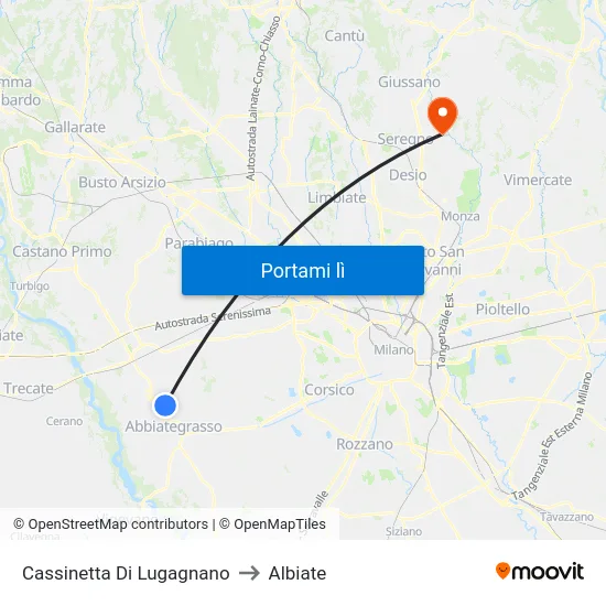 Cassinetta Di Lugagnano to Albiate map