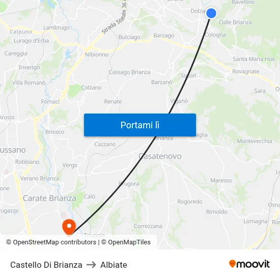 Castello Di Brianza to Albiate map