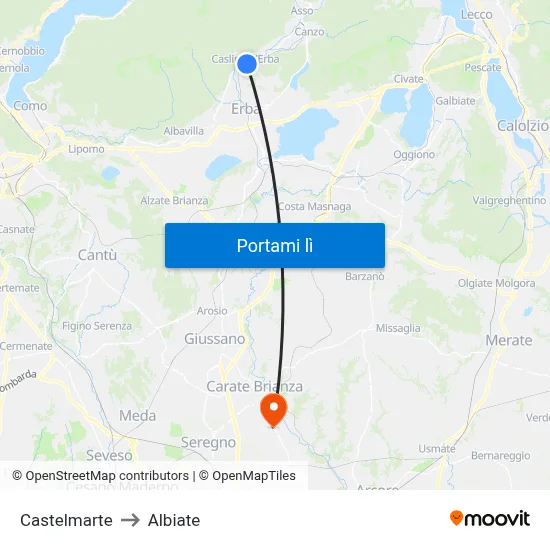 Castelmarte to Albiate map
