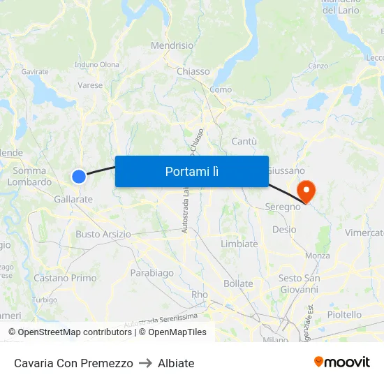 Cavaria Con Premezzo to Albiate map