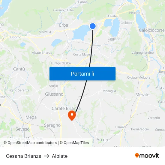 Cesana Brianza to Albiate map