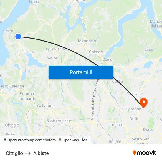 Cittiglio to Albiate map