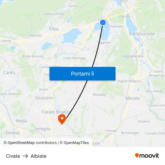 Civate to Albiate map