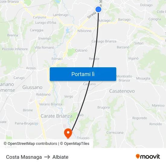 Costa Masnaga to Albiate map