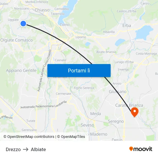 Drezzo to Albiate map