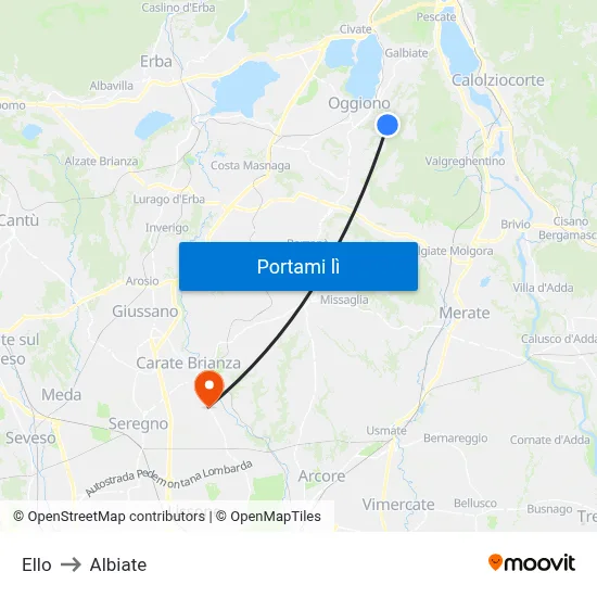 Ello to Albiate map