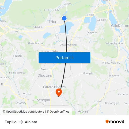 Eupilio to Albiate map