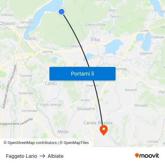 Faggeto Lario to Albiate map