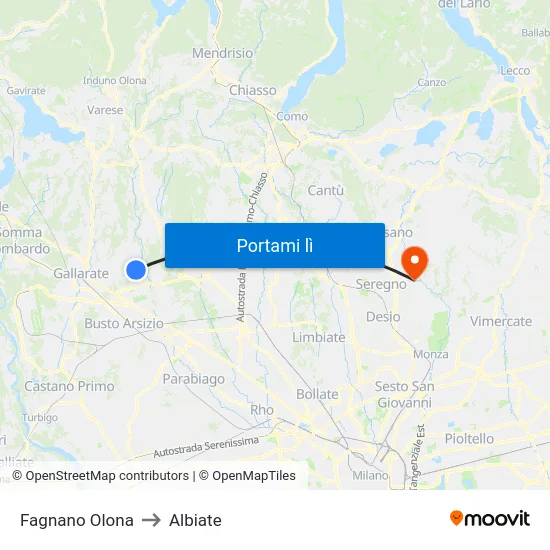 Fagnano Olona to Albiate map