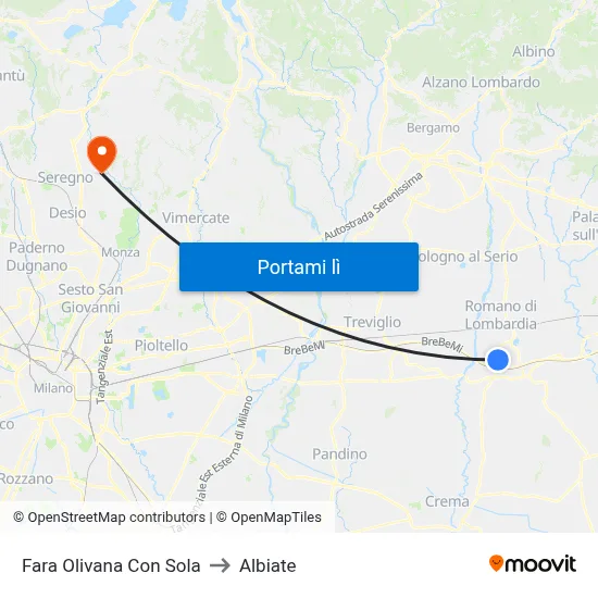 Fara Olivana Con Sola to Albiate map