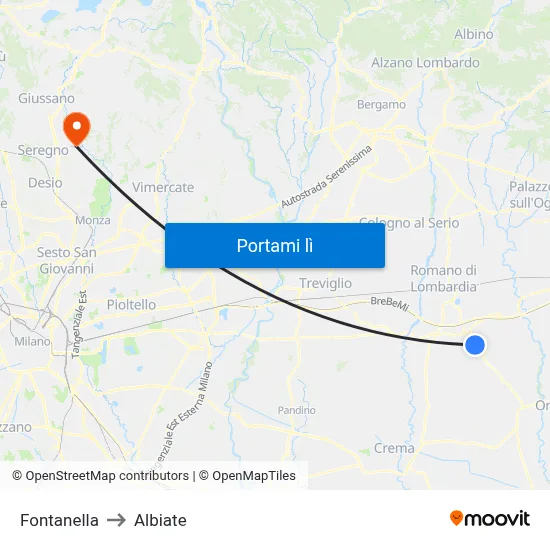 Fontanella to Albiate map