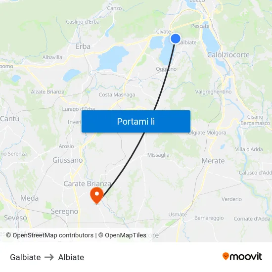 Galbiate to Albiate map