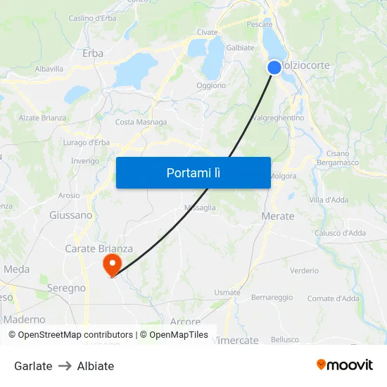 Garlate to Albiate map