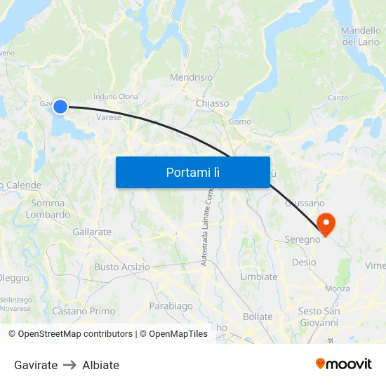 Gavirate to Albiate map
