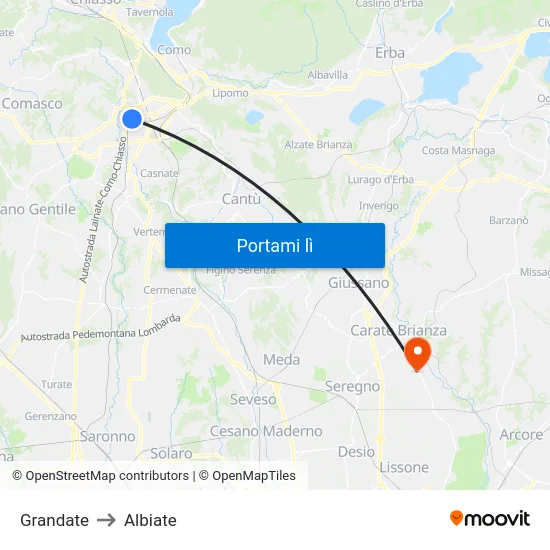 Grandate to Albiate map