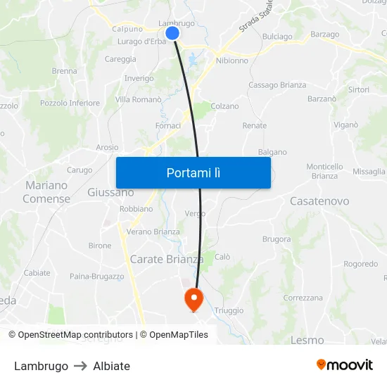 Lambrugo to Albiate map