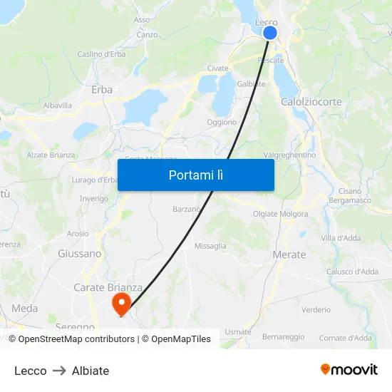 Lecco to Albiate map