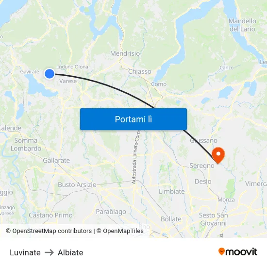 Luvinate to Albiate map