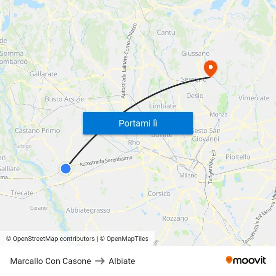 Marcallo Con Casone to Albiate map