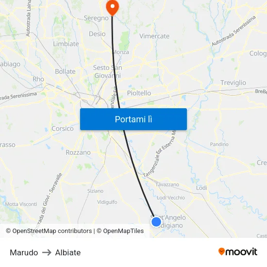Marudo to Albiate map