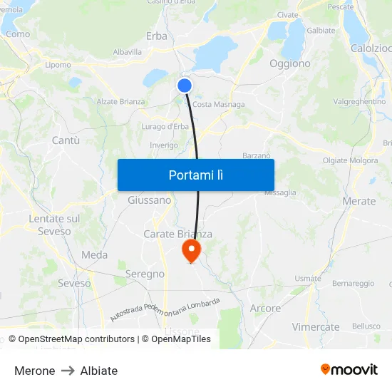 Merone to Albiate map