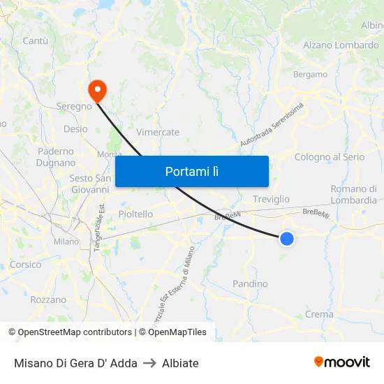 Misano Di Gera D' Adda to Albiate map