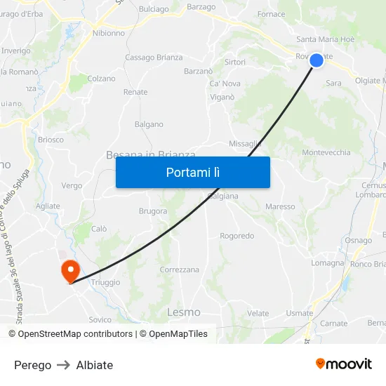 Perego to Albiate map