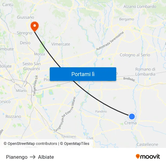 Pianengo to Albiate map