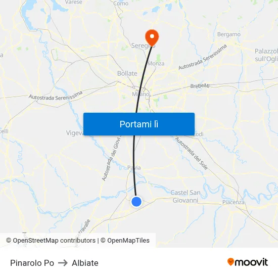 Pinarolo Po to Albiate map