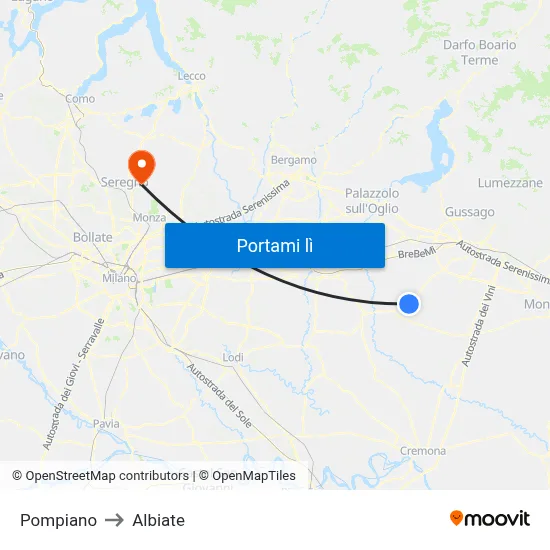 Pompiano to Albiate map