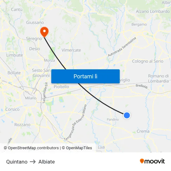 Quintano to Albiate map