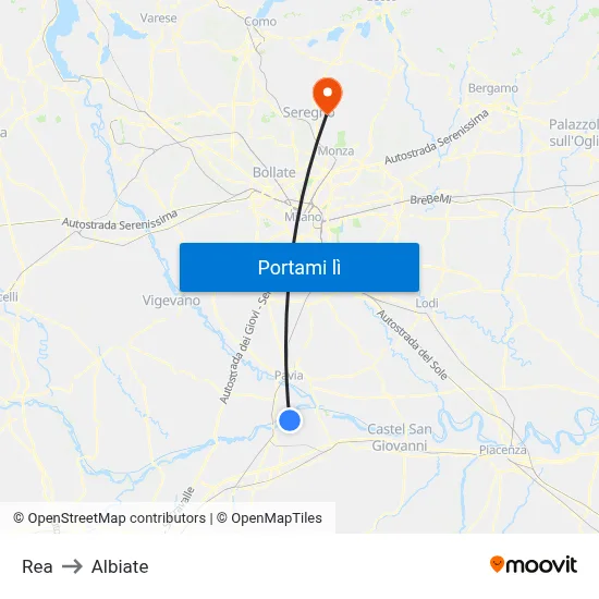 Rea to Albiate map
