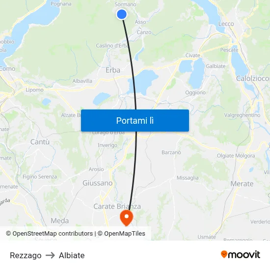 Rezzago to Albiate map