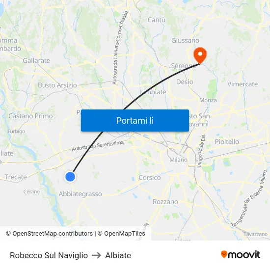 Robecco Sul Naviglio to Albiate map