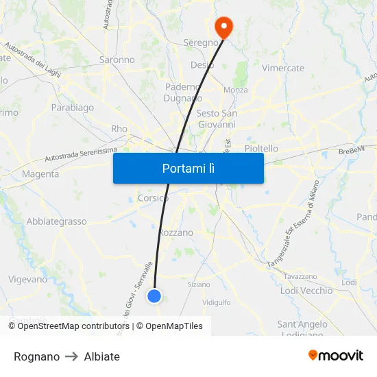 Rognano to Albiate map