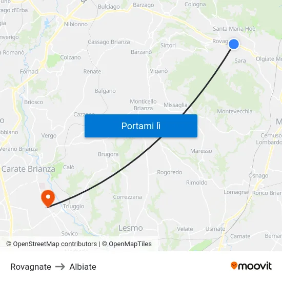 Rovagnate to Albiate map