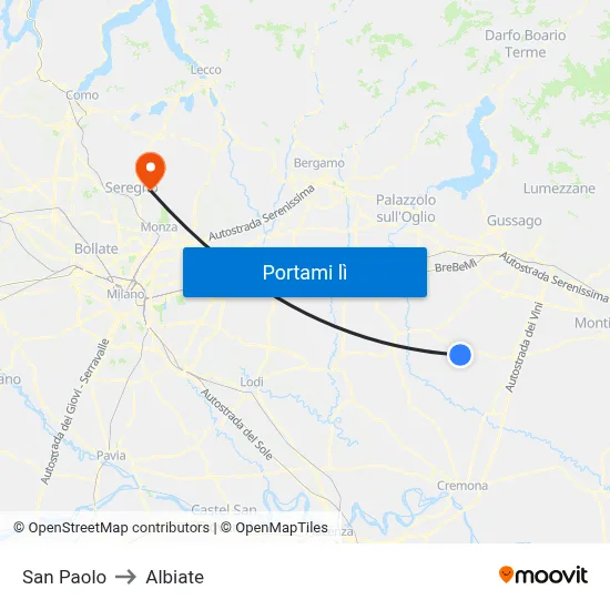 San Paolo to Albiate map