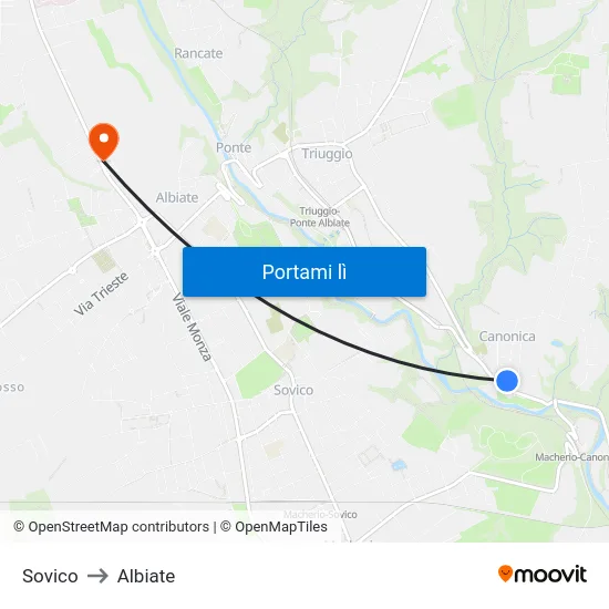 Sovico to Albiate map